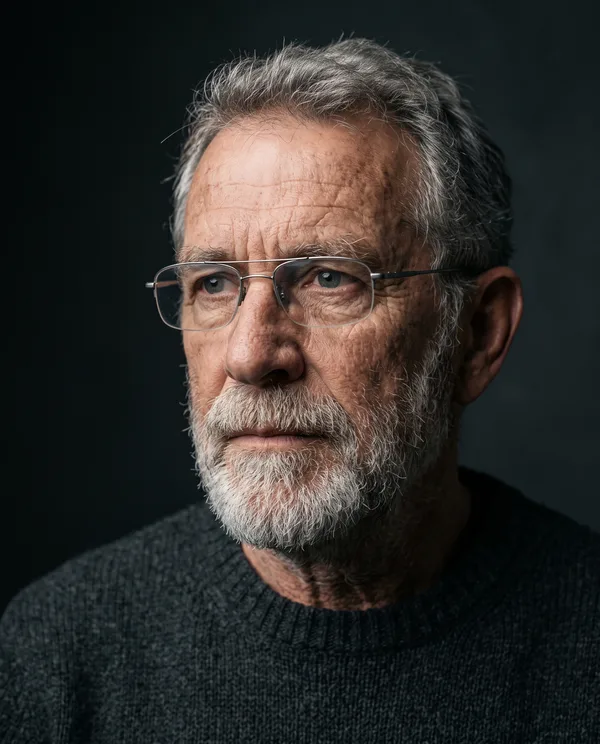 Studio portrait with hard side light